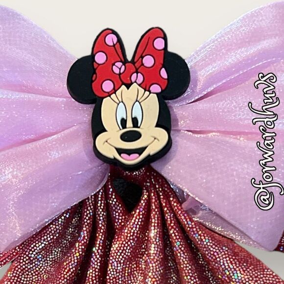 Large Sparkly Minnie Mouse Bow With Clip - Picture 3 of 9